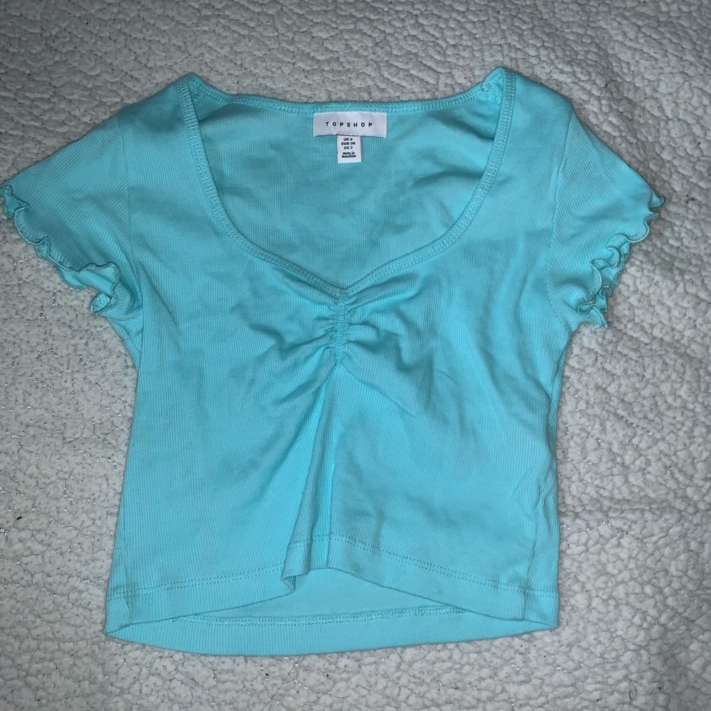 Topshop Blue/Teal Cinched Top